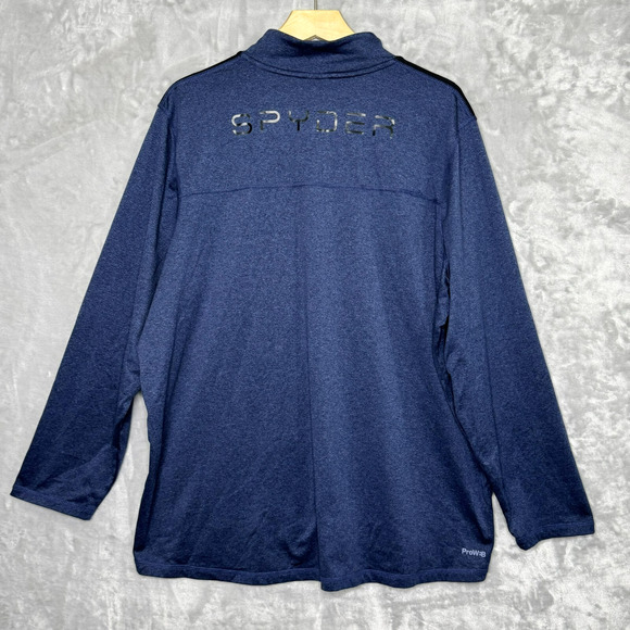 Spyder ProWeb Active Mens XL Blue Pullover Quarter Zip Sweatshirt Knit Logo - Picture 2 of 10